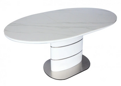 Стол раскладной SANREMO CERAMIC Intarsio 160(200)x90 Белый Эффект Мрамора реальная фотография