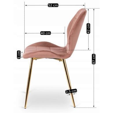 Комплект стола MEBEL ELITE TINGA 100х100 см Черный/золото +4 стулья IRYS Velvet Розовый/золото реальная фотография