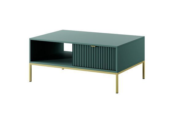 Стіл журнальний Perfect Home Нова / Nova з 2 шухлядами та золотими ніжками L104 Лабрадор жива фотографія