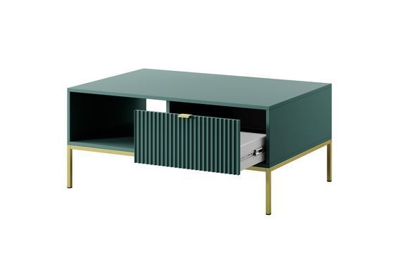 Стіл журнальний Perfect Home Нова / Nova з 2 шухлядами та золотими ніжками L104 Лабрадор жива фотографія