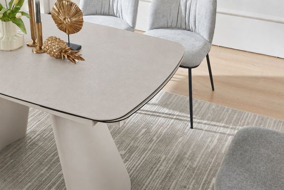 Стіл BROOKLYN CERAMIC Intarsio 140(200)*80 сірий мат/кашемір жива фотографія