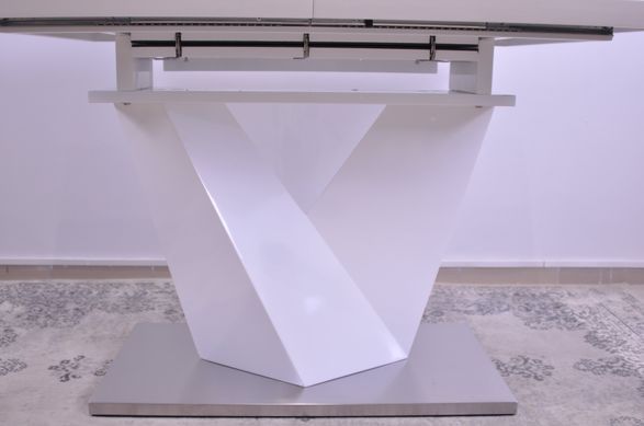 Cтол обеденный Alaras II Signal 120(180)x80 Эффект Камня Черный / Белый Лак реальная фотография