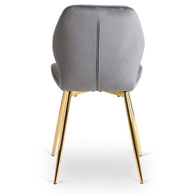 Комплект стіл MEBEL ELITE TINGA 100х100 см Чорний/золото +4 стільці IRYS Velvet Сірий/золото жива фотографія