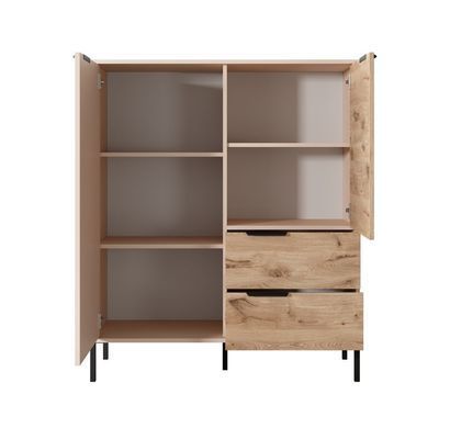 Комод высокий Perfect Home Рейв/Rave 2-дверный с 2 ​​ящиками 2D2S/104 Беж/викинг реальная фотография