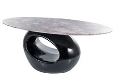 Журнальный столик ETNA Ceramic Signal 110x60 Серый Эффект Мрамора / Черный Лакированный реальная фотография