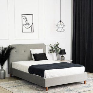 Кровать двуспальная бархатная MEBEL ELITE DENNIS Velvet 120x200 Светло Серый реальная фотография
