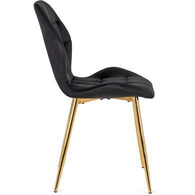 Комплект стіл MEBEL ELITE TINGA 100х100 см Чорний/золото +4 стільці LUCKY Velvet Чорний/золото жива фотографія