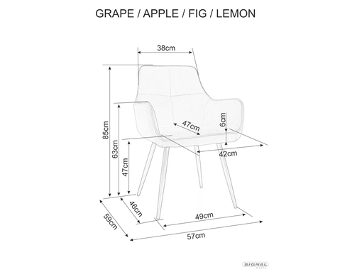 Крісло LEMON Velvet Signal Сірий жива фотографія