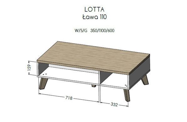 Журнальный столик LOTTA 110x60 Cama Дуб Сонома / Белый реальная фотография