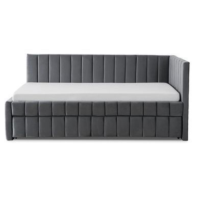 Кровать 90x200 MEBEL ELITE VILLEMO Velvet Серый реальная фотография