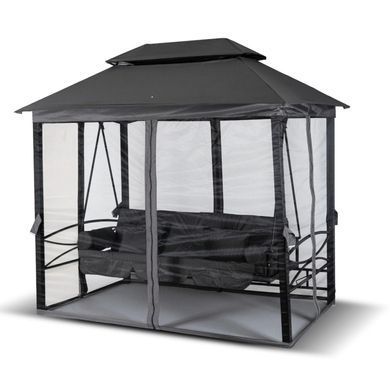 Садова гойдалка з москітною сіткою Mebel Elit CARMEN 237x150x256 см Сірий жива фотографія