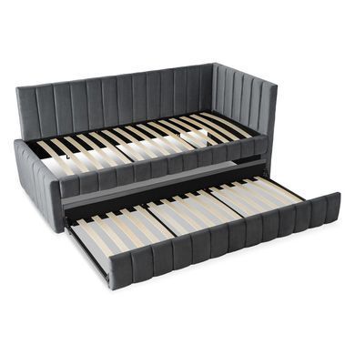 Кровать 90x200 MEBEL ELITE VILLEMO Velvet Серый реальная фотография