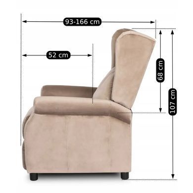 Крісло реклайнер оксамитове MEBEL ELITE SIMON Velvet Бежевий жива фотографія