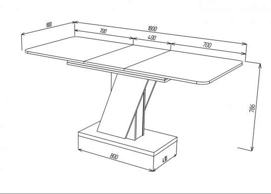 Стол раскладной CARVELO B/B Intarsio 140(180)x80 Белая Аляска РЕ / Черный Униколор реальная фотография
