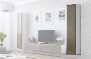 Витрина навесная VIGO Cama 180 Белый Мат / Латте Глянец реальная фотография