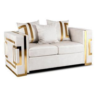 Диван MEBEL ELITE PALLAZO 2S Кремовый/Золотой реальная фотография