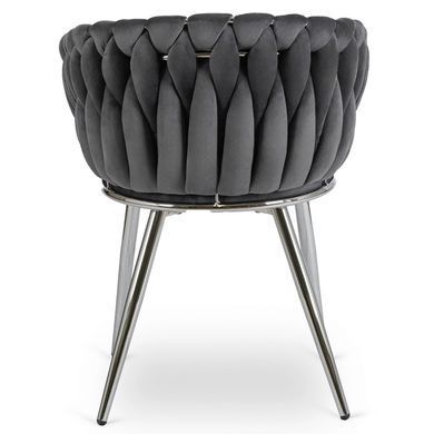 Стул бархатный MEBEL ELITE SORELLA Velvet Серый / хром реальная фотография