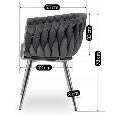 Стул бархатный MEBEL ELITE SORELLA Velvet Серый / хром реальная фотография