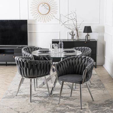 Стул бархатный MEBEL ELITE SORELLA Velvet Серый / хром реальная фотография