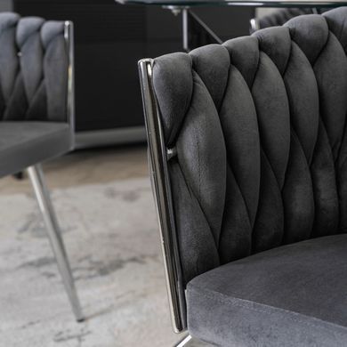 Стул бархатный MEBEL ELITE SORELLA Velvet Серый / хром реальная фотография