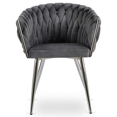Стул бархатный MEBEL ELITE SORELLA Velvet Серый / хром реальная фотография