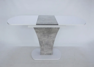Стол раскладной SHERIDAN B/I Intarsio 110(145)x60 Белая Аляска РЕ / Индастриал Серый реальная фотография