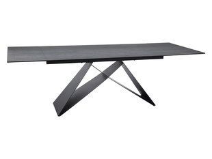 Стіл Обідній WESTIN CERAMIC Signal PIETRA DI SAVOIA 160(240)X90 Світло Сірий Мат / Чорний Мат жива фотографія