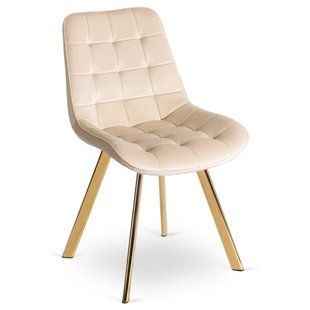 Стілець оксамитовий MEBEL ELITE DEVI Velvet Кремовий/Золото жива фотографія