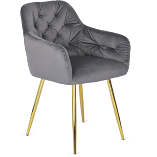 Стул бархатный MEBEL ELITE RAYA Velvet серый / золотой реальная фотография