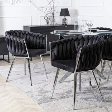 Стул бархатный MEBEL ELITE SORELLA Velvet Черный / хром реальная фотография