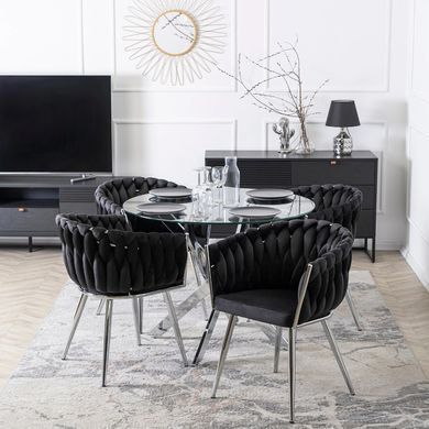 Стул бархатный MEBEL ELITE SORELLA Velvet Черный / хром реальная фотография