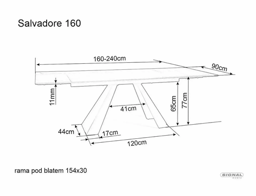 Стіл Обідній SALVADORE CERAMIC OSSIDO BRUNO 160(240)X90 Signal Коричневий Мат / Чорний Мат жива фотографія