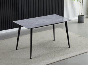 Стіл SABA CERAMIC Intarsio 130x70 Сірий Глянець Кераміка Чорний Мат жива фотографія
