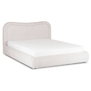 Кровать двуспальная MEBEL ELITE HAGA 160x200 см Кремовая Букле реальная фотография