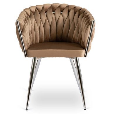 Стул бархатный MEBEL ELITE SORELLA Velvet Бежевый / хром реальная фотография