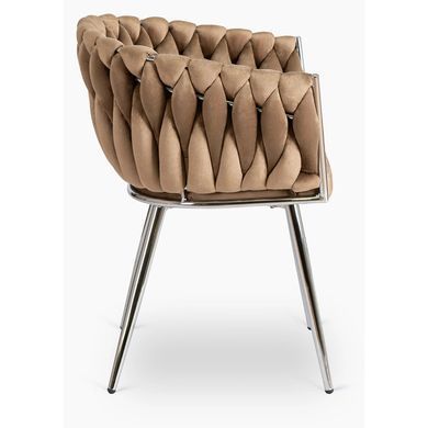 Стул бархатный MEBEL ELITE SORELLA Velvet Бежевый / хром реальная фотография