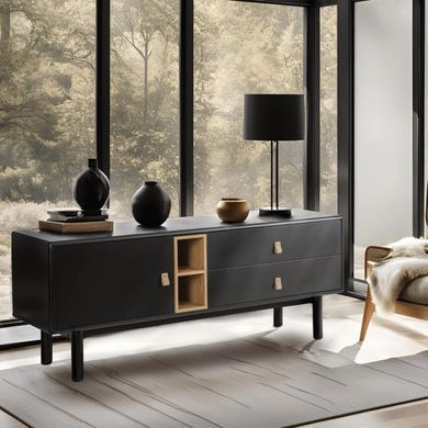 ТВ Тумба MEBEL ELITE ARTI 140 Чорний жива фотографія