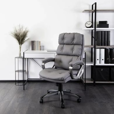 Стул офисный вращающийся MEBEL ELITE STRATO Экокожа Серый реальная фотография