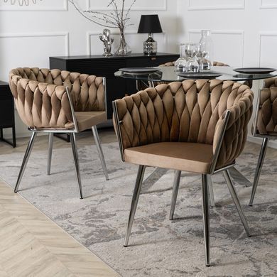 Стул бархатный MEBEL ELITE SORELLA Velvet Бежевый / хром реальная фотография