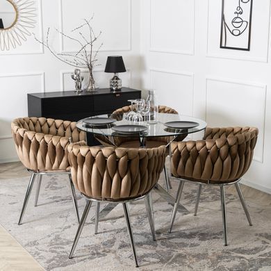 Стул бархатный MEBEL ELITE SORELLA Velvet Бежевый / хром реальная фотография