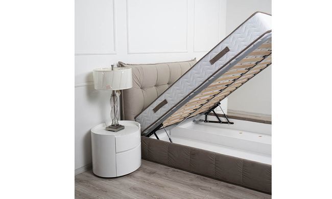 Кровать ТЕАНА&nbsp;Velvet Prestol 160x200 Беж реальная фотография