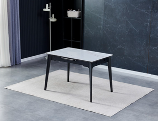 Стіл розкладний BERLIN CERAMIC Intarsio 111(140)x75 Білий Глянець Кераміка Чорний жива фотографія