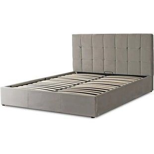 Кровать двуспальная бархатная MEBEL ELITE PANAMA Velvet 160x200 см Серый реальная фотография