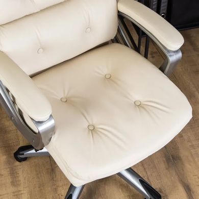 Стул офисный вращающийся MEBEL ELITE STRATO Экокожа Кремовый реальная фотография