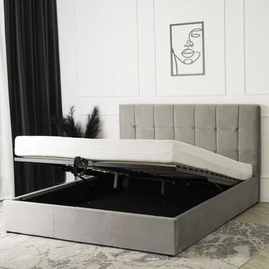 Кровать двуспальная бархатная MEBEL ELITE PANAMA Velvet 160x200 см Серый реальная фотография