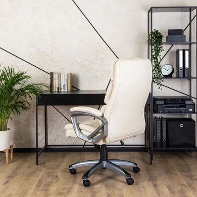 Стул офисный вращающийся MEBEL ELITE STRATO Экокожа Кремовый реальная фотография