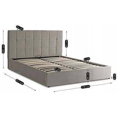 Кровать двуспальная бархатная MEBEL ELITE PANAMA Velvet 160x200 см Серый реальная фотография