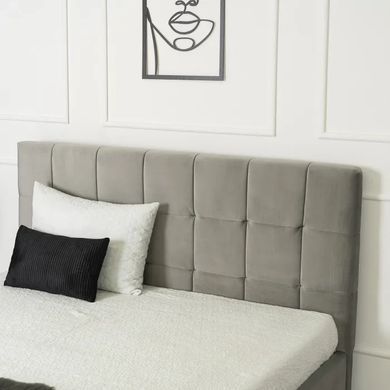 Кровать двуспальная бархатная MEBEL ELITE PANAMA Velvet 160x200 см Серый реальная фотография