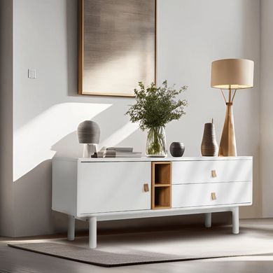ТВ Тумба MEBEL ELITE ARTI 140 Білий жива фотографія