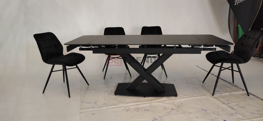 Стол раскладной TML-817 VETRO 140(180)x80 Черный Оникс реальная фотография